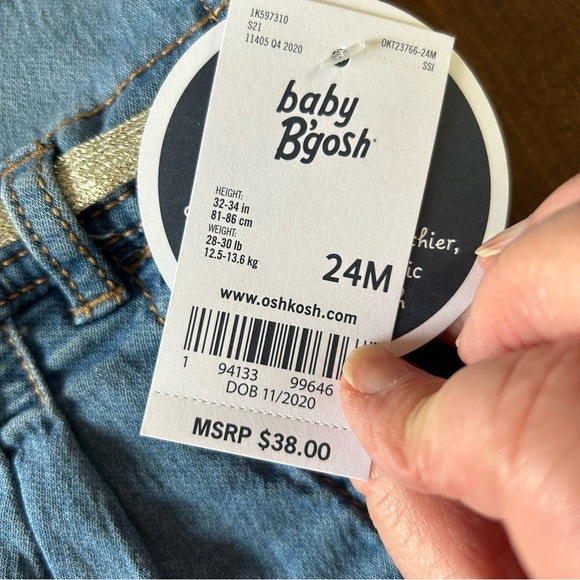 OshKosh Girl Denim Overalls. Size 24 months. - Picture 2 of 13